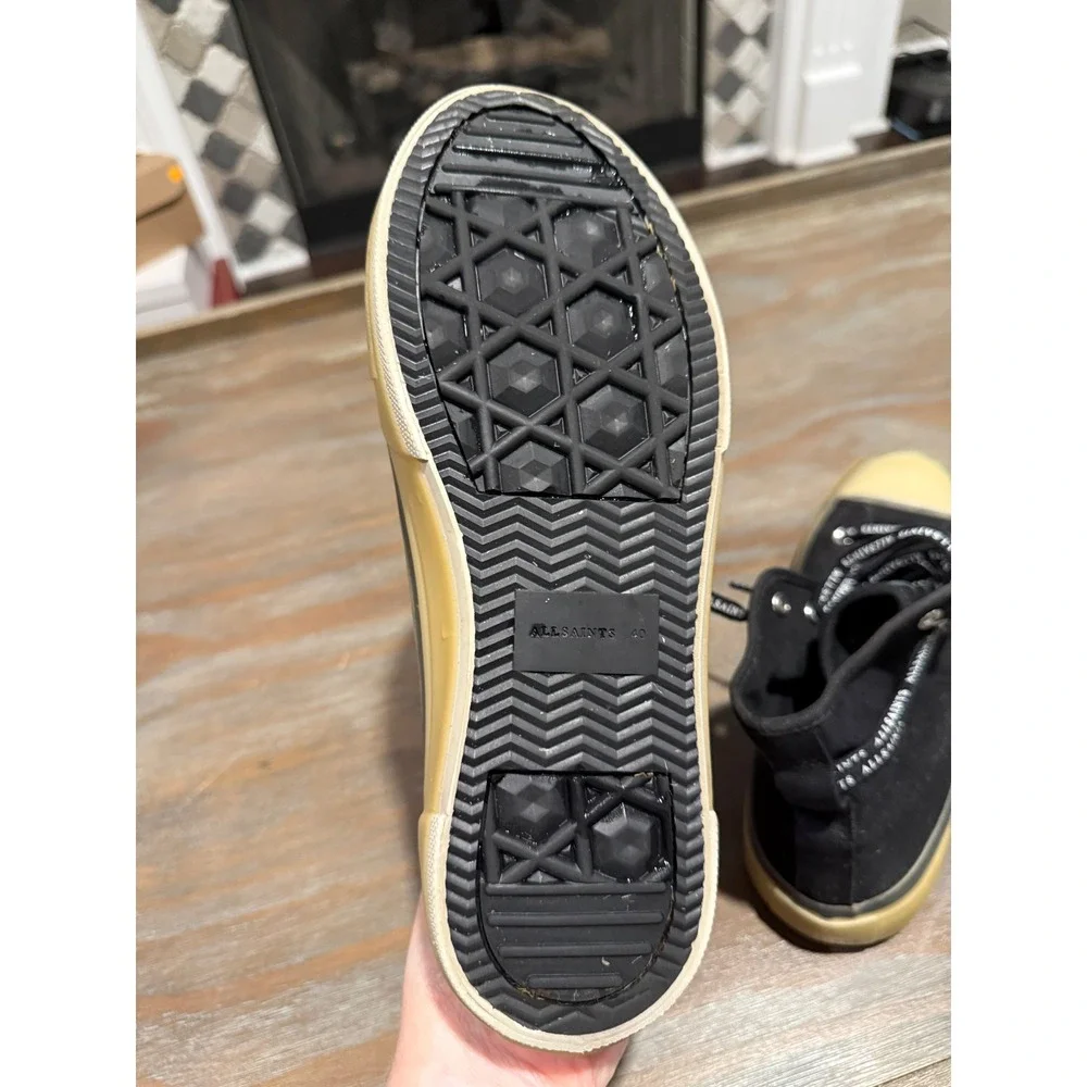 AllSaints Jaxal High Top Canvas Sneakers Black Gum Sole Womens‎ 9 Urban Street